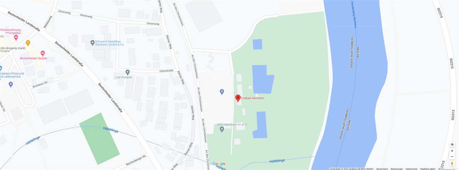 Google Kartenauschnitt Freibad Wertheim